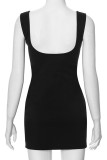 Sexy Solid Patchwork Backless Zipper U Neck Sheath Dresses