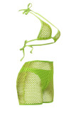 Sexy Solid Bandage See-through Backless Swimwears (Without Paddings)