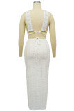 Elegant Solid Patchwork V Neck Sleeveless Two Pieces