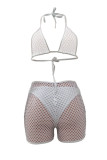 Sexy Solid Bandage See-through Backless Swimwears (Without Paddings)