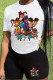 Casual Print Patchwork O Neck Short Sleeve Two Pieces