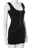 Sexy Solid Patchwork Backless Zipper U Neck Sheath Dresses