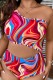 Sexy Print Patchwork Backless One Shoulder Plus Size Swimwear (With Paddings)