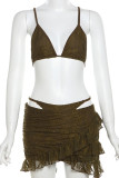 Sexy Solid Bandage Patchwork 3 Piece Sets