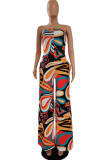Sexy Casual Print Bandage Backless Strapless Plus Size Jumpsuits