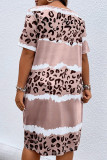 Daily Striped Print Patchwork O Neck Straight Plus Size Dresses
