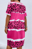Daily Striped Print Patchwork O Neck Straight Plus Size Dresses