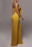 Casual Solid Color Patchwork Belted Strapless Sleeveless Two Pieces