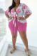 Casual Floral Print Bandage Patchwork V Neck Plus Size Two Pieces