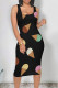 Street Print Patchwork U Neck Wrapped Skirt Dresses