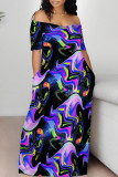 Casual Geometric Print Butterfly Print Contrast Off Shoulder Printed Dresses