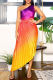 Casual Print Hollow Out Backless Oblique Collar Long Dresses