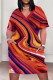 Casual Print Pocket Patchwork V Neck Long Plus Size Dresses