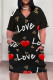 Casual Geometric Print Letter Print Pocket Contrast V Neck Printed Plus Size Dresses