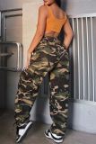 Casual Hip Hop Camouflage Print Basic Straight High Waist Conventional Full Print Trousers