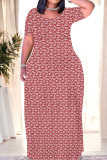 Casual Print Patchwork O Neck Straight Dresses