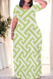 Casual Daily Geometric Print Contrast O Neck Printed Dresses