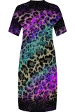 Casual Print Pocket Patchwork V Neck Straight Plus Size Dresses