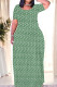 Casual Print Patchwork O Neck Straight Dresses