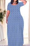 Casual Print Patchwork O Neck Straight Dresses