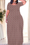 Casual Print Patchwork O Neck Straight Dresses
