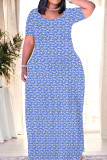 Casual Print Patchwork O Neck Straight Dresses