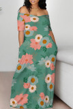Casual Floral Print Patchwork Off Shoulder Printed Dresses