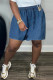 Casual Solid Color Pocket High Waist Regular Denim Shorts