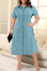 Casual Daily Solid Color Pocket Patchwork Turndown Collar Denim Plus Size Dresses
