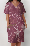Casual Geometric Print The stars Pocket V Neck Printed Plus Size Dresses