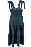 Casual Solid Bandage Backless Spaghetti Strap Long Plus Size Dresses