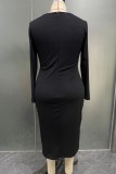 Sexy Party Formal Solid Color Fringed Trim Hollow Out V Neck Evening Plus Size Dresses