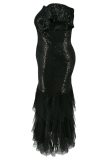 Sexy Celebrities Formal Patchwork Sequins Off Shoulder Wrapped Skirt Plus Size Dresses