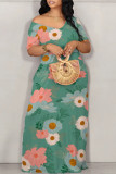 Casual Floral Print Patchwork Off Shoulder Printed Dresses