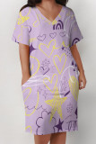 Casual Geometric Print The stars Pocket V Neck Printed Plus Size Dresses