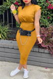 Casual Solid Color Basic O Neck Sleeveless Two Pieces