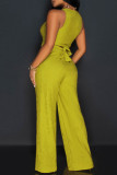 Casual Solid Bandage Patchwork O Neck Sleeveless Two Pieces