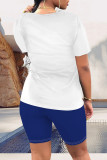 Casual Cartoon Print Letter Print O Neck Short Sleeve Two Pieces