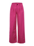 Casual Solid Color Straight High Waist Conventional Solid Color Trousers