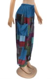 Casual Irregular Printed Pocket Patchwork Regular High Waist Full Print Trousers
