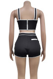 Casual Pocket Zipper Patchwork Square Neck Sleeveless Two Pieces