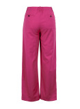 Casual Solid Color Straight High Waist Conventional Solid Color Trousers