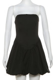 Sexy Casual Solid Color Backless Patchwork Strapless Ball Gown Dresses