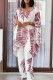 Casual Print Buckle Patchwork V Neck Long Sleeve Two Pieces