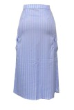 Casual Striped Print Slit Bodycon High Waist Conventional Full Print Skirts