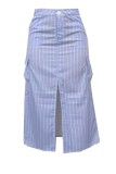 Casual Striped Print Slit Bodycon High Waist Conventional Full Print Skirts