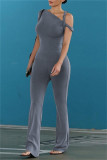 Casual Solid Color Patchwork Oblique Collar Short Sleeve Two Pieces