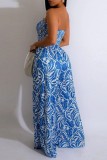 Sexy Casual Print Strapless Bodycon Jumpsuits