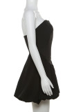 Sexy Casual Solid Color Backless Patchwork Strapless Ball Gown Dresses