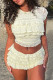 Sexy Solid Color Hollow Out Ruched Patchwork O Neck Sleeveless Two Pieces
